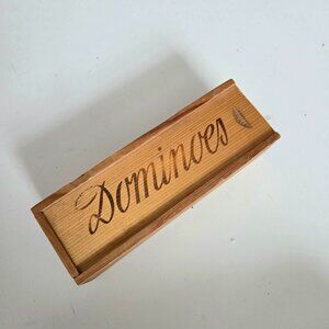 Vintage wooden Dominoes board game in original wooden box. Made in East Germany.